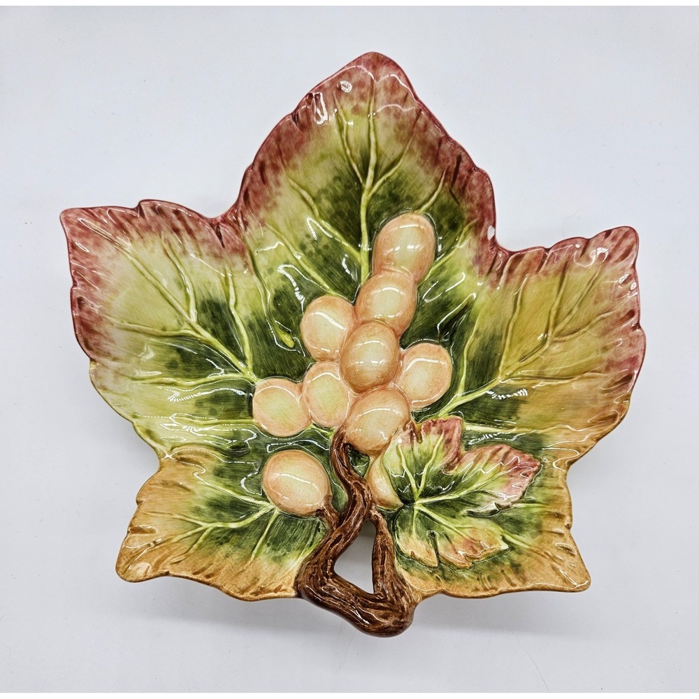 Fitz and Floyd Classics Grape Leaf Dish Candy Nut Trinket Holder Handcrafted